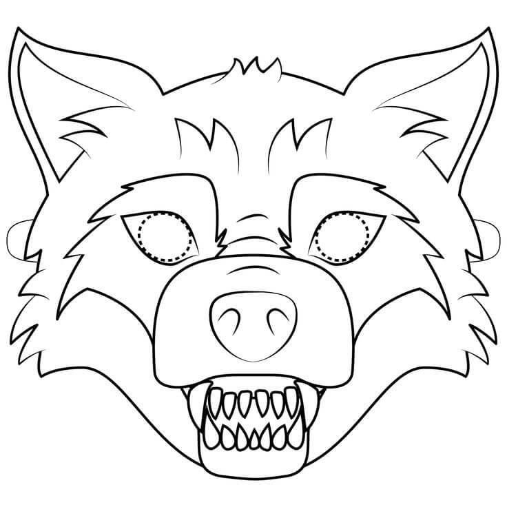 Máscara de Lobo para colorir