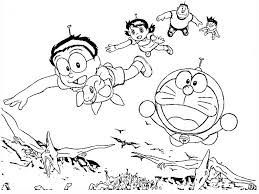 Nobita E Equipe Voando para colorir