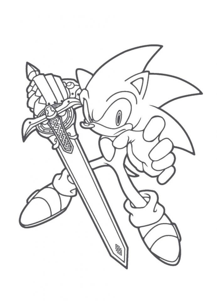 Desenhos de Ouriço Sonic E Espada para colorir
