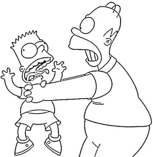 Pai E filho Dos Simpsons Se Divertindo para colorir