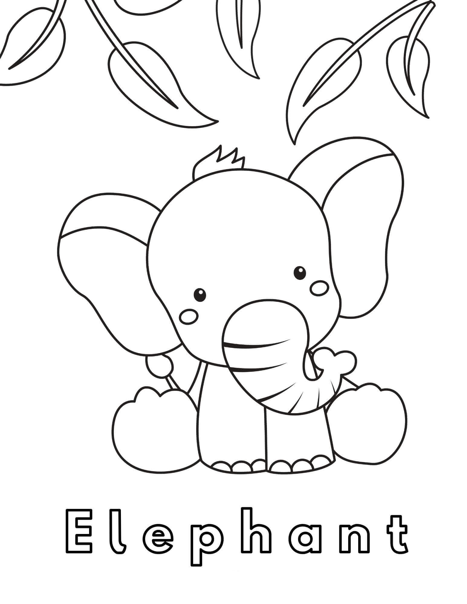 Desenhos de Pequeno Elefante Sentado para colorir