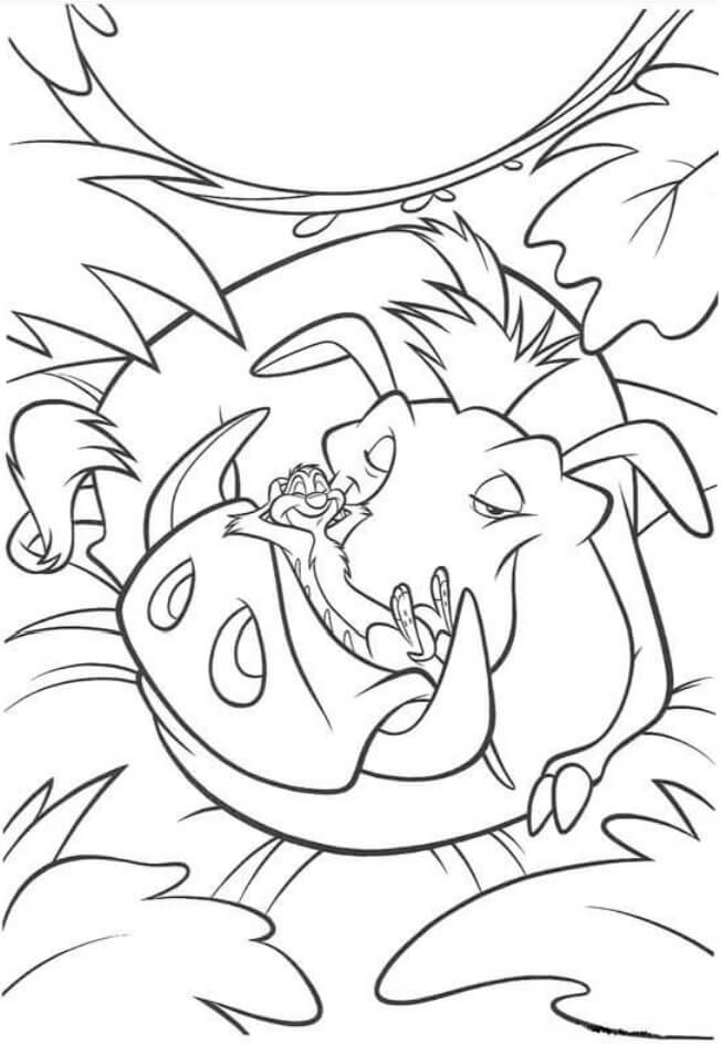 Desenhos de Pumba E Timon Estão Dormindo para colorir