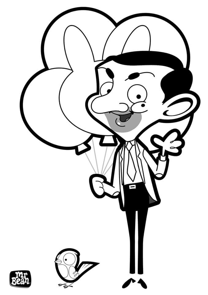 Sr. Bean Dizendo Olá para colorir