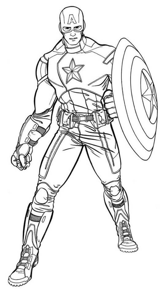 Super Herói Capitão América para colorir