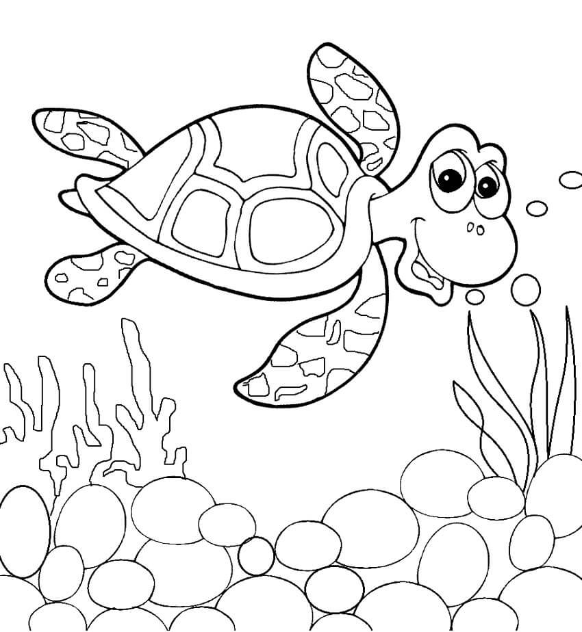 Tartaruga Nadando para colorir