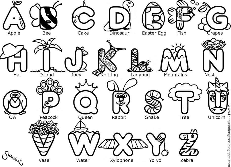 Desenhos de ABC está no Alfabeto para colorir