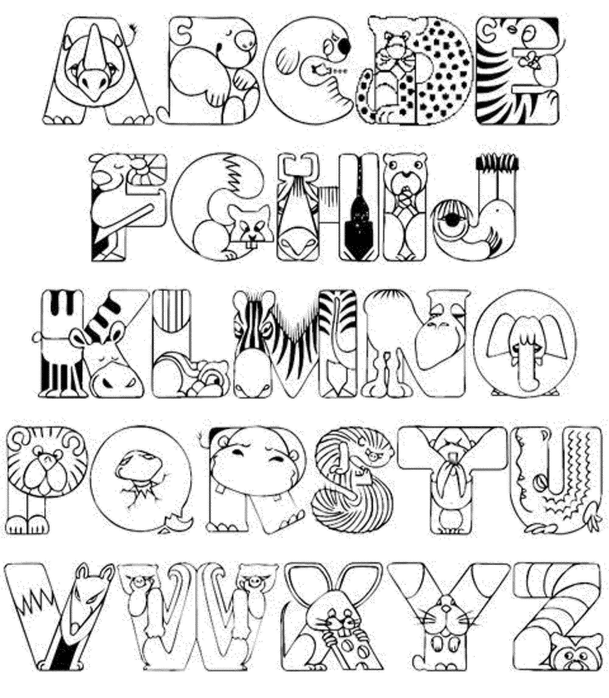 Alfabeto ABC com Animal para colorir