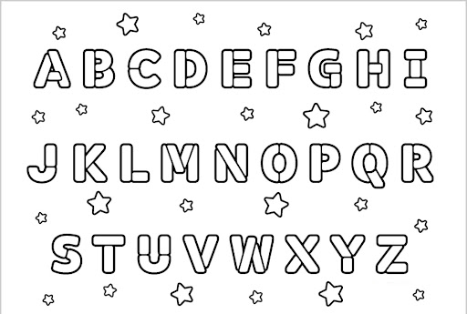 Desenhos de Alfabeto ABC com Estrela para colorir