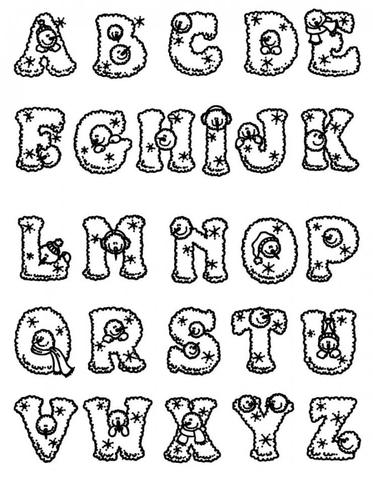 Desenhos de Alfabeto ABC com Natal para colorir