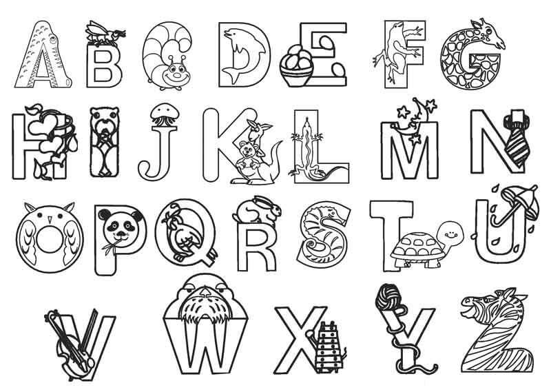 Desenhos de Alfabeto Simples ABC para colorir