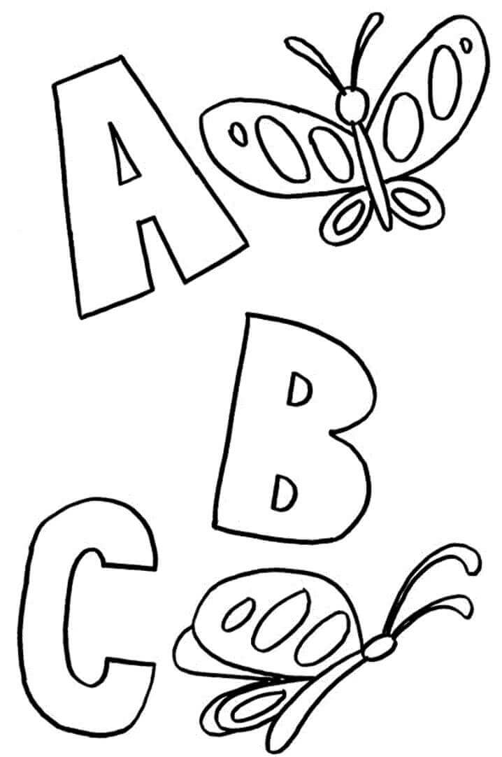 Desenhos de Borboletas com ABC para colorir