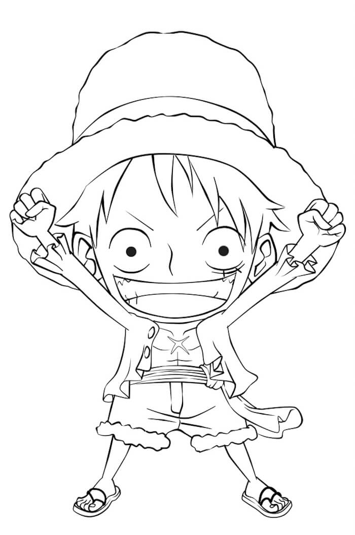 Chibi Luffy Feliz para colorir