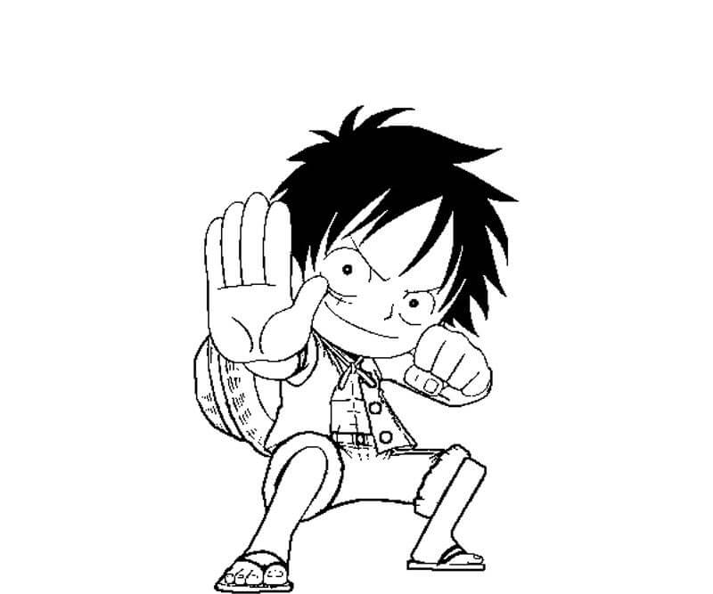 Desenhos de Chibi Luffy Lutando para colorir
