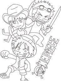Desenhos de Chibi Zoro, Luffy e Robin para colorir
