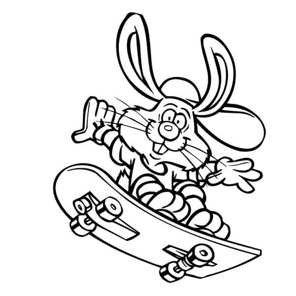 Desenhos de Coelhinho Funky Brincando de Skate para colorir