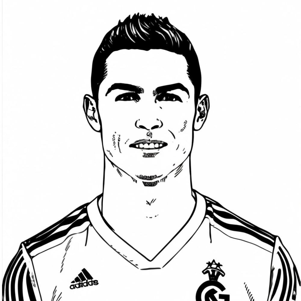 Cristiano Ronaldo sorridente para colorir