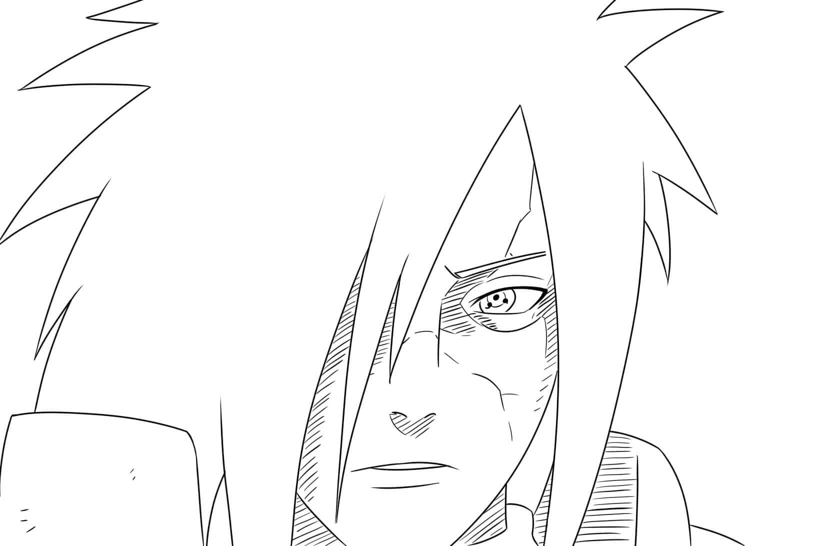 Desenhando Rosto Madara para colorir