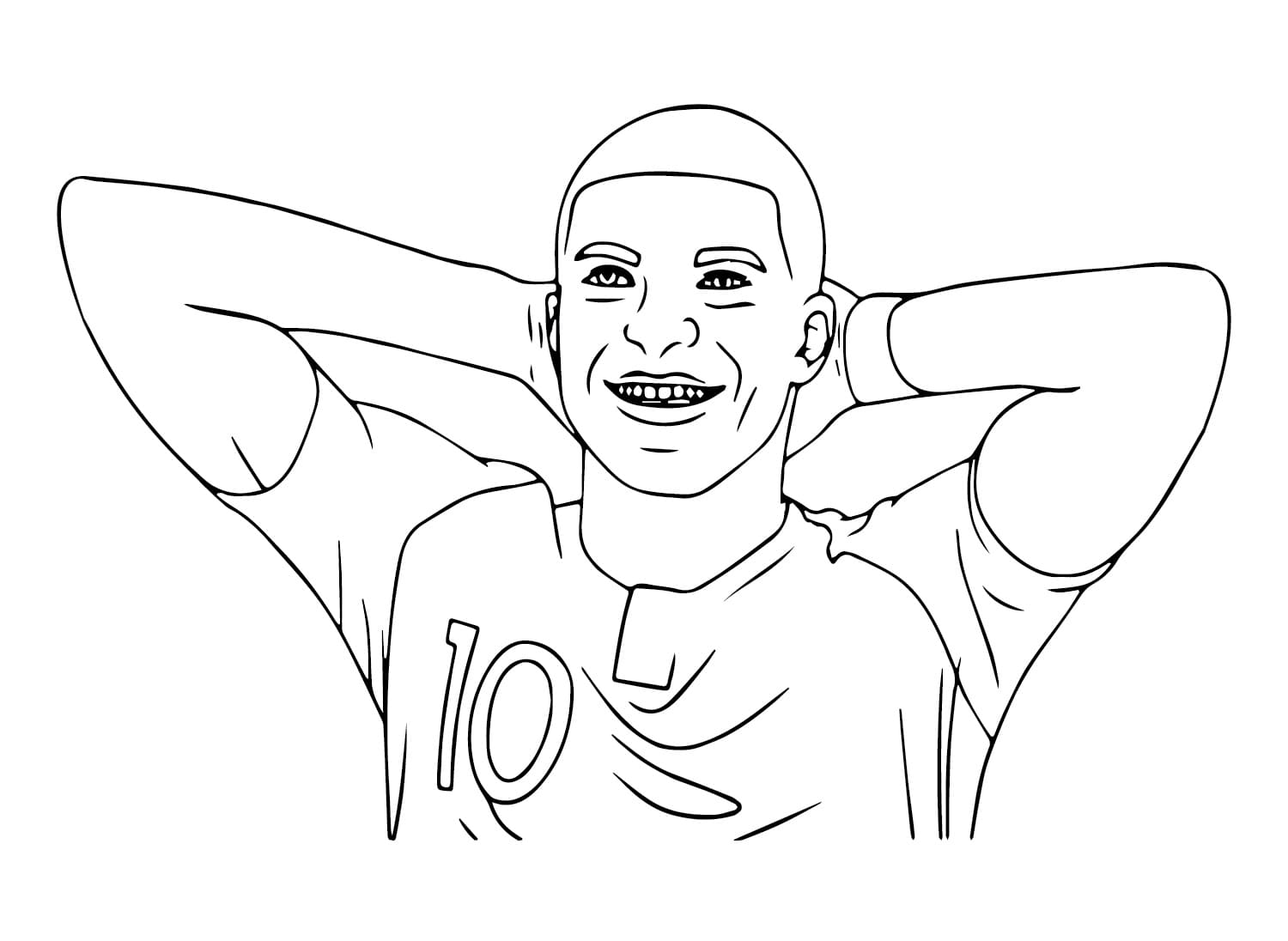 Desenhos de Desenhar Kylian Mbappe Sorridente para colorir