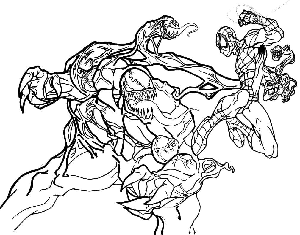 Desenhar Venom vs Homem Aranha grátis para colorir