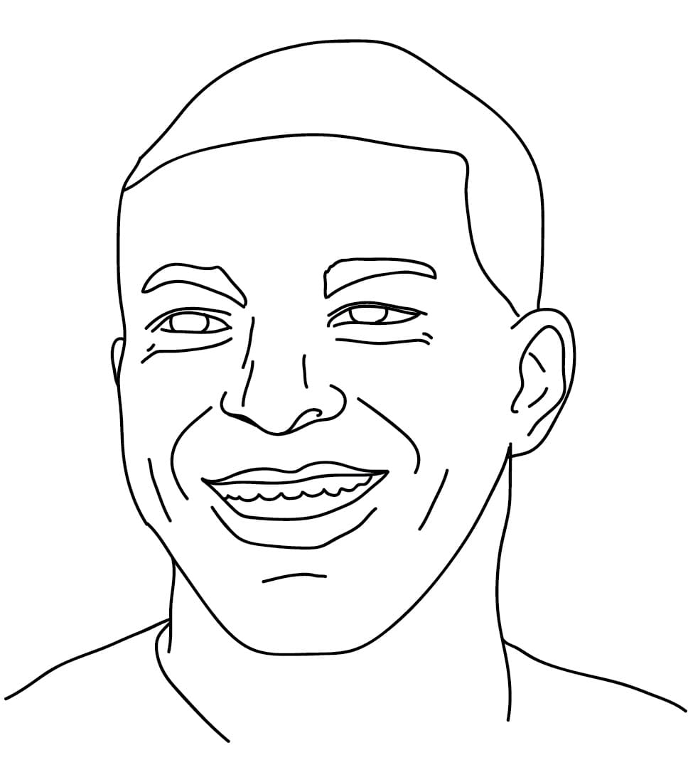 Desenhos de Desenhar o rosto de Kylian Mbappe para colorir