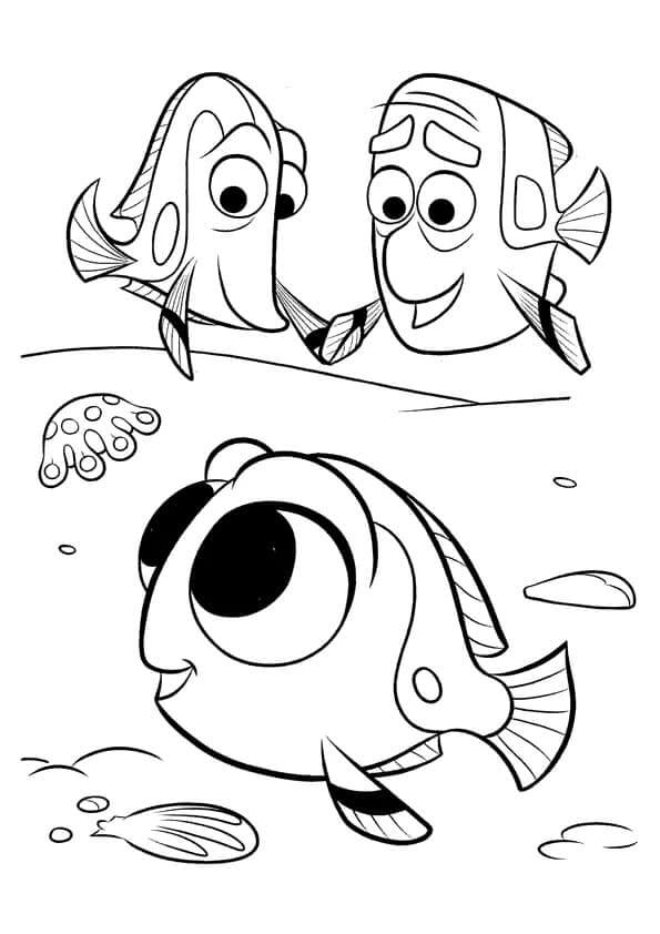 Desenhos de Desenhe Jenny e Charlie a ver Dory para colorir