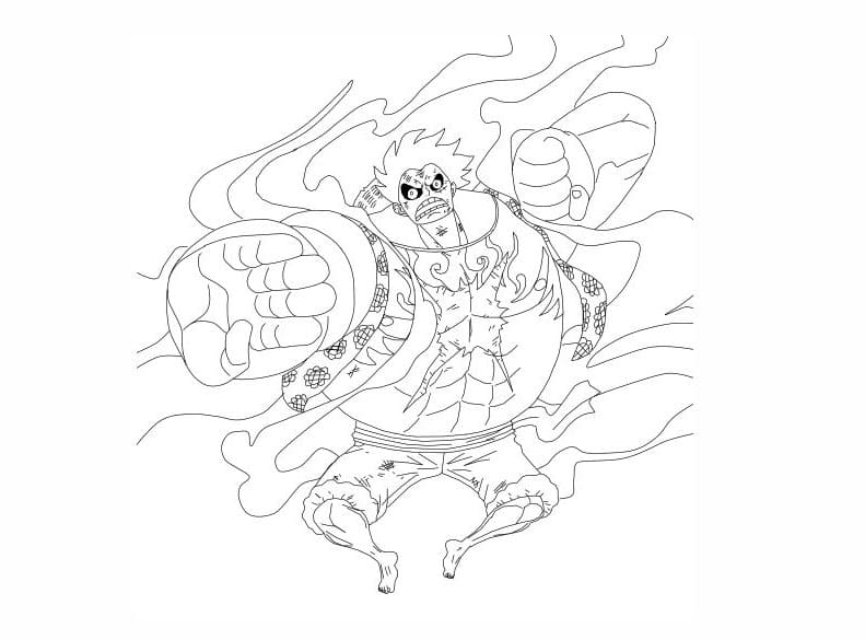 Desenhe Luffy Gear 4 grátis fácil para colorir