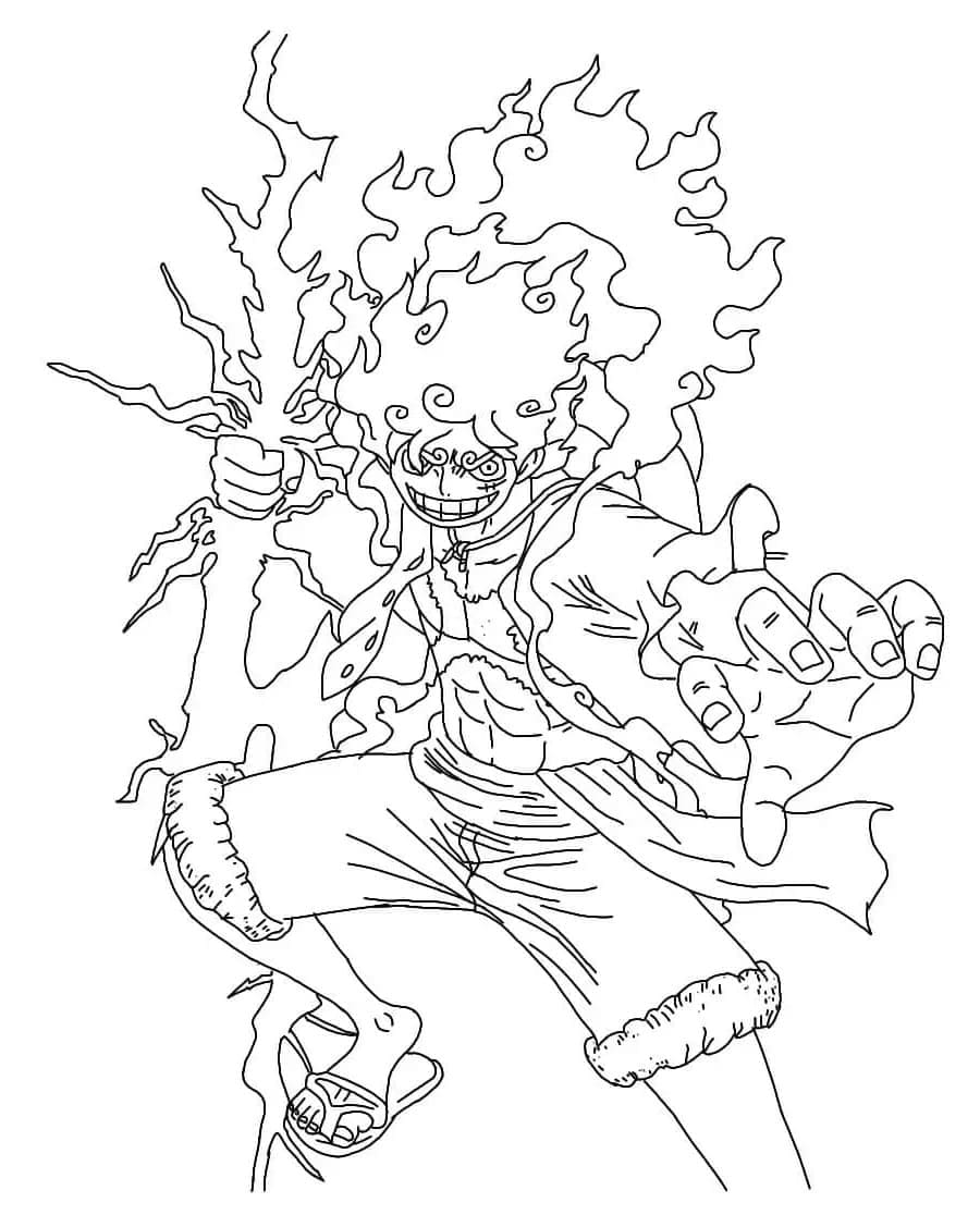 Desenhe Luffy Gear 5 One Piece Grátis para colorir