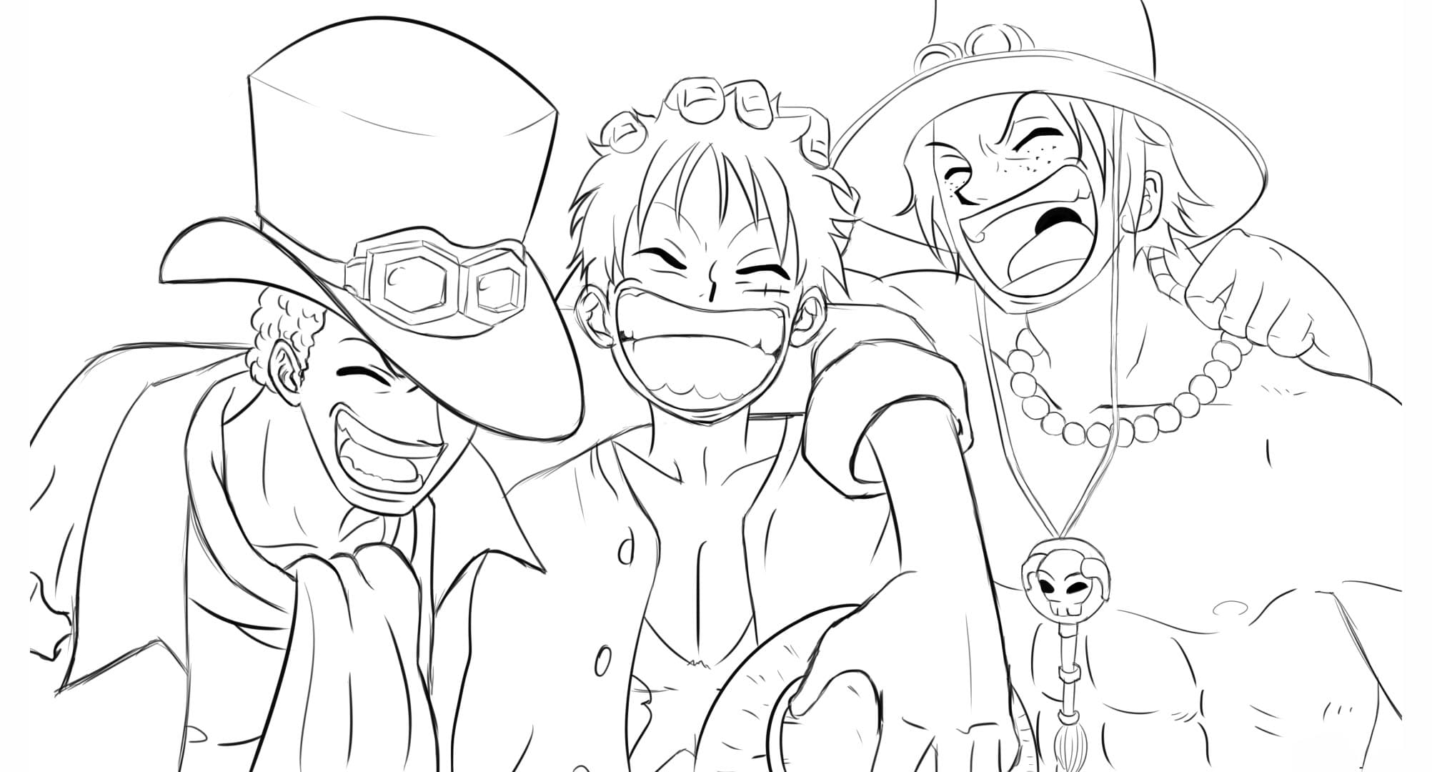 Desenhe Luffy e Irmãos para colorir