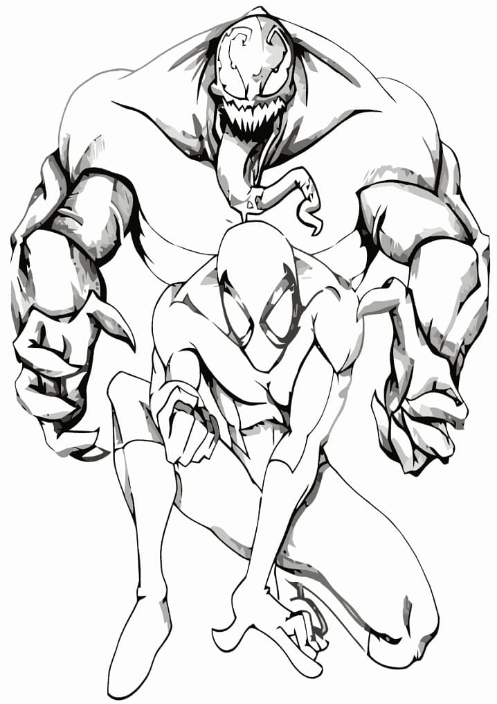 Desenhe o Homem Aranha e o Venom gratuitamente para colorir