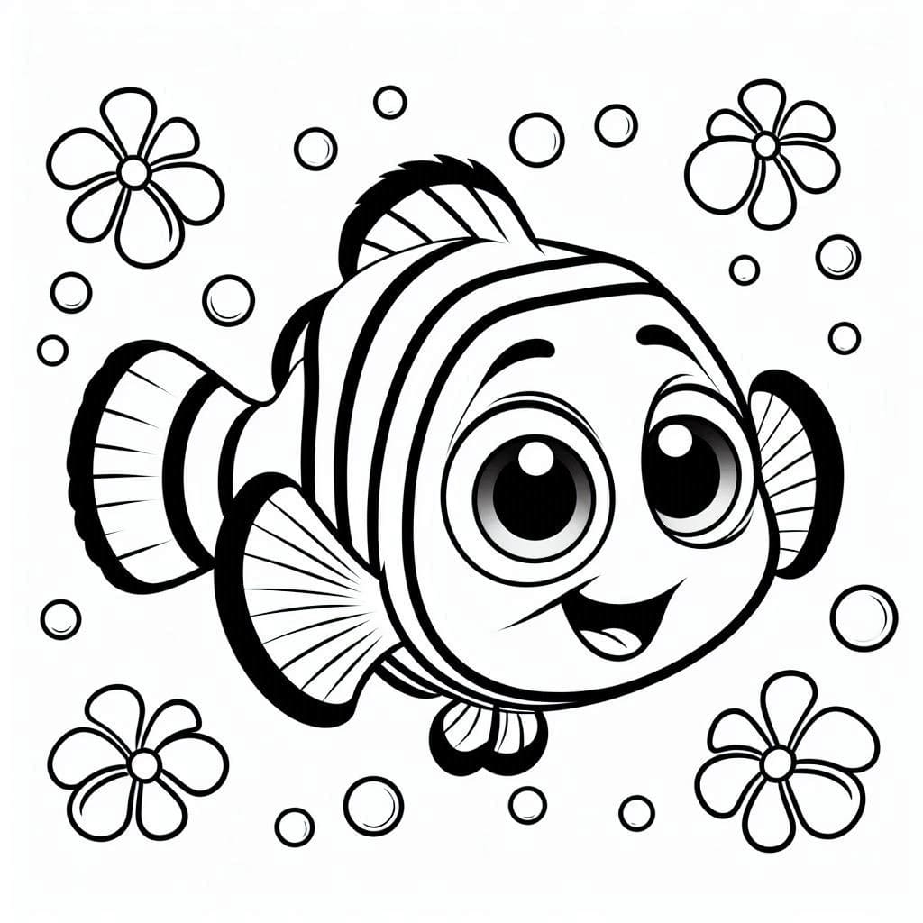 Desenhos de Desenhe o Nemo sorrindo para colorir