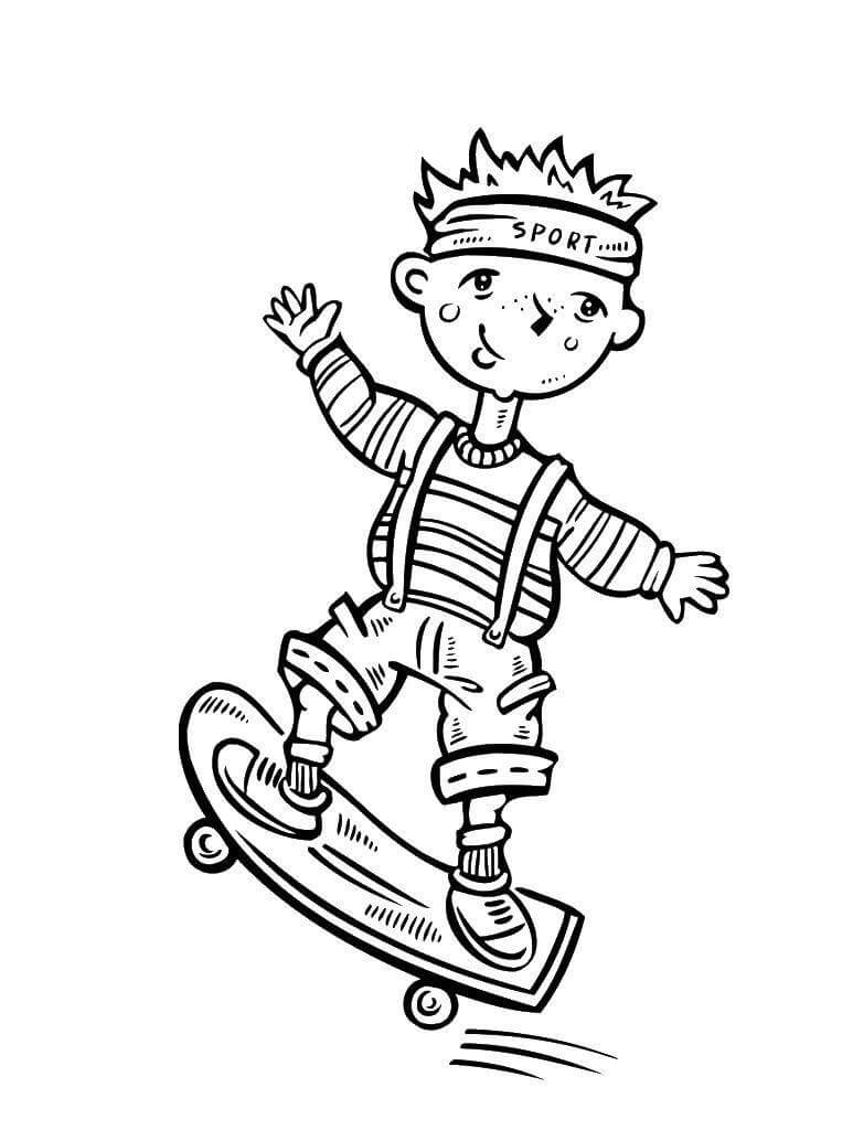 Desenhos de Desenho Menino Brincando de Skate para colorir