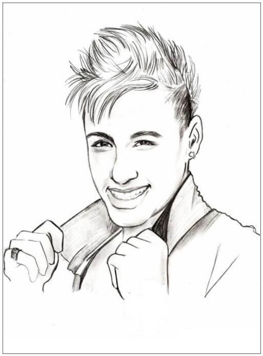 Desenho de Rosto de Neymar para colorir