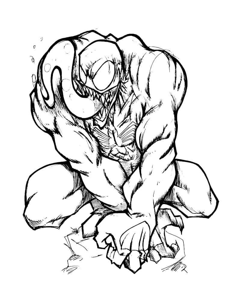 Desenho fácil Venom para imprimir para crianças para colorir