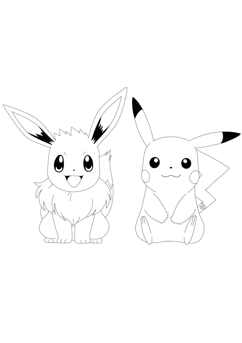 Diversão Eevee e Pikachu para colorir