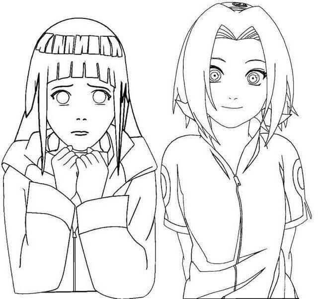 Desenhos de Enfrentar Hinata e Sakura para colorir