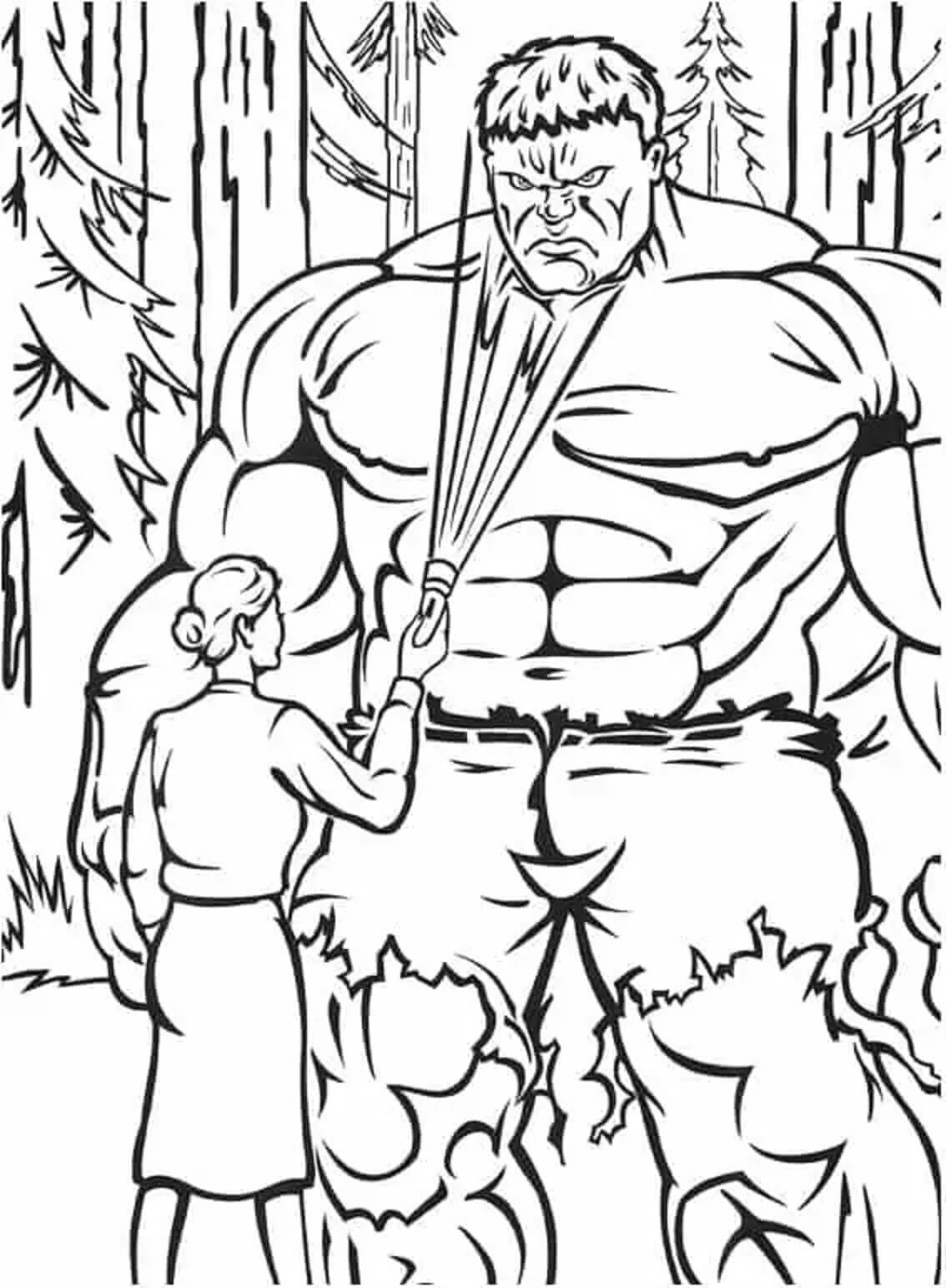 Garota com Hulk para colorir