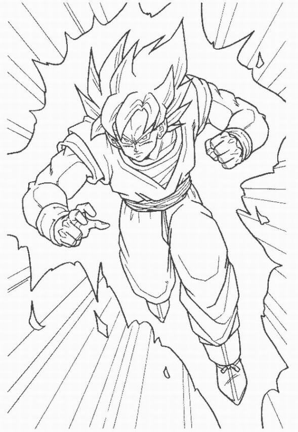 Desenhos de Goku Correndo para colorir