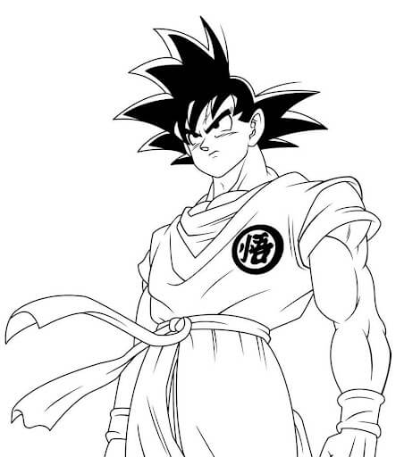 Goku Irritado Básico para colorir