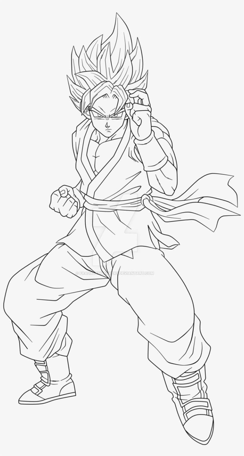 Desenhos de Goku Ss2 Lutando para colorir