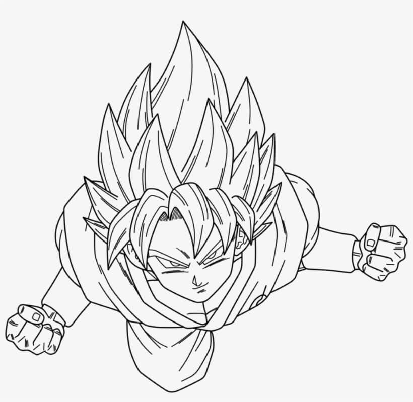 Desenhos de Goku Voando para colorir