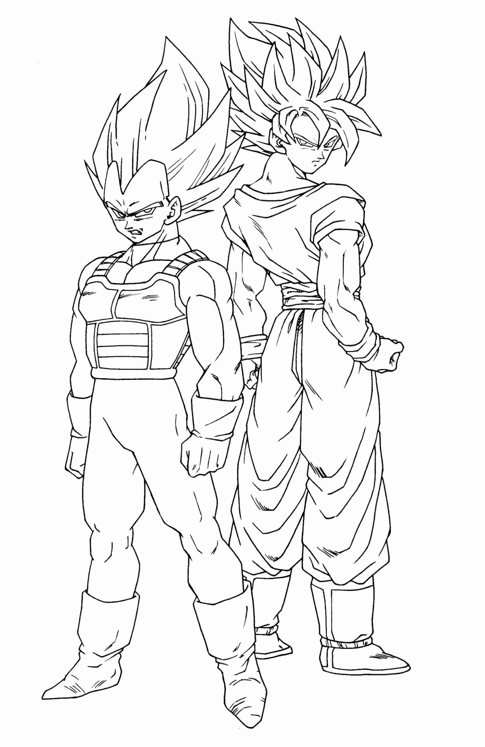 Goku e Vegeta Legais para colorir