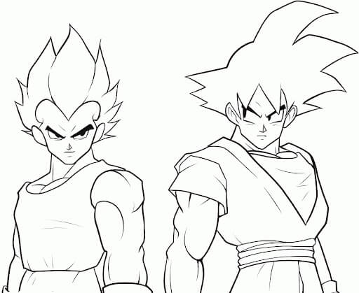 Goku y Vegeta para colorir