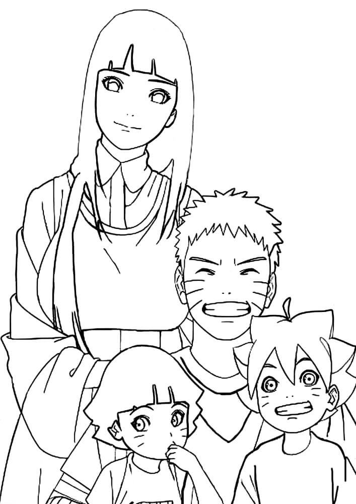 Hinata e Família para colorir