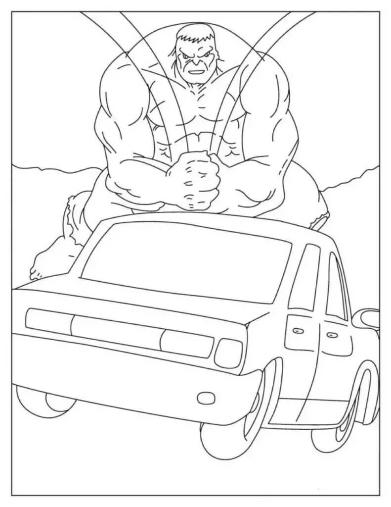 Hulk Esmaga Carros para colorir