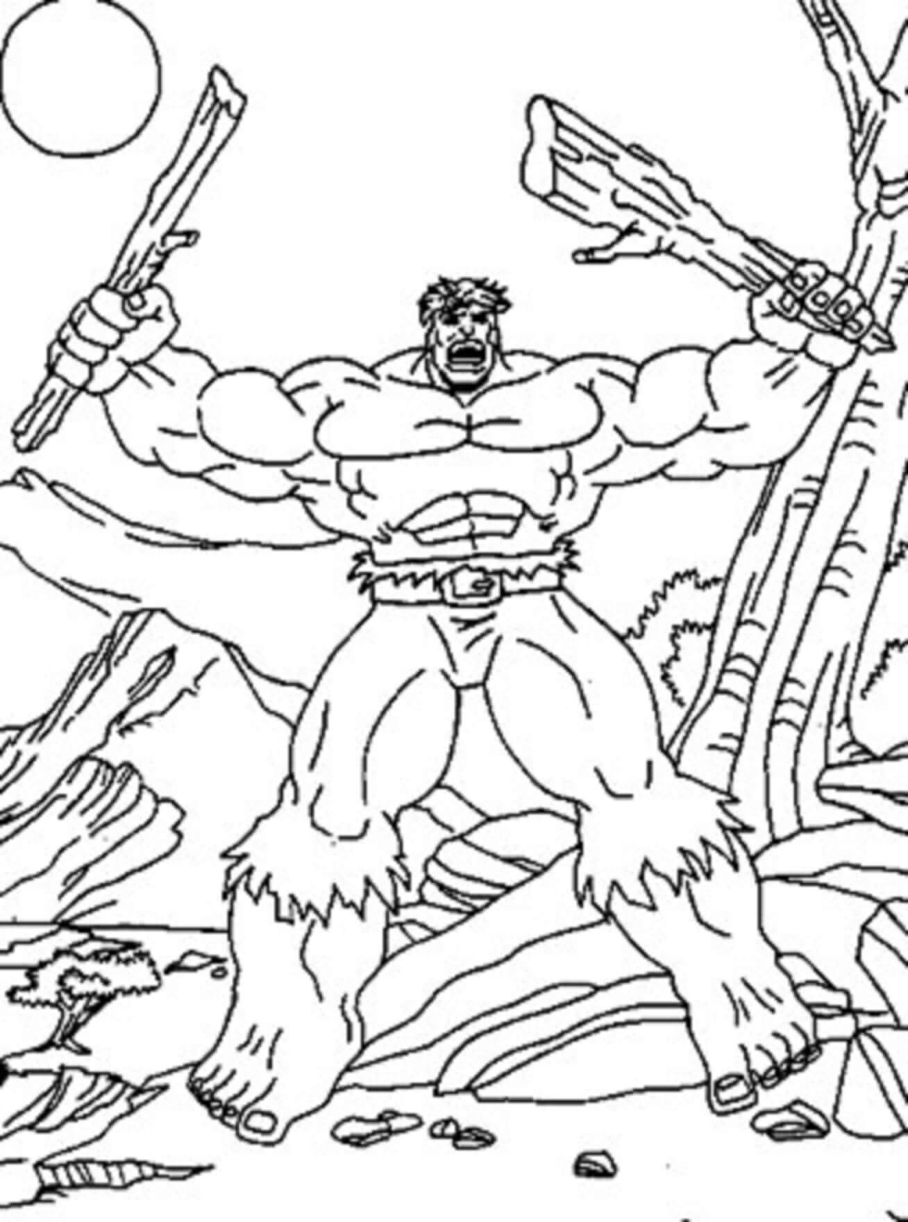 Desenhos de Hulk Quebra a Árvore para colorir