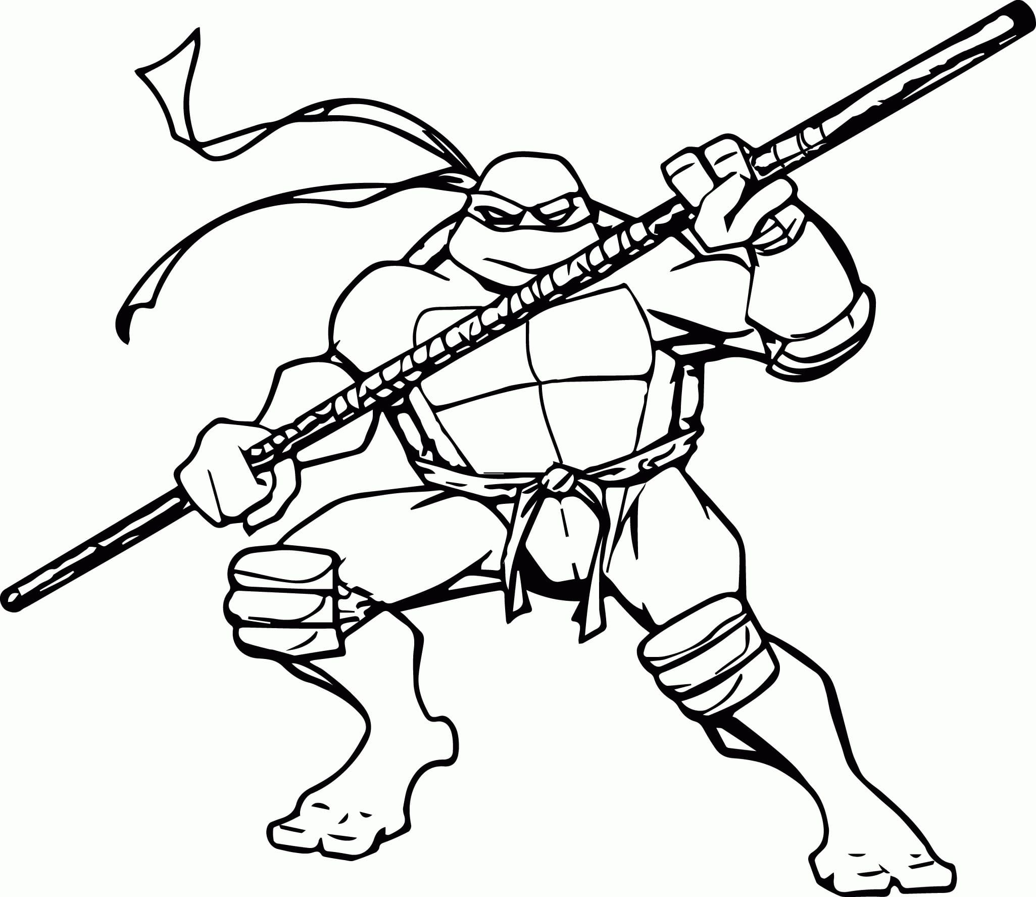 Desenhos de Imagem de luta das tartarugas ninjas para colorir