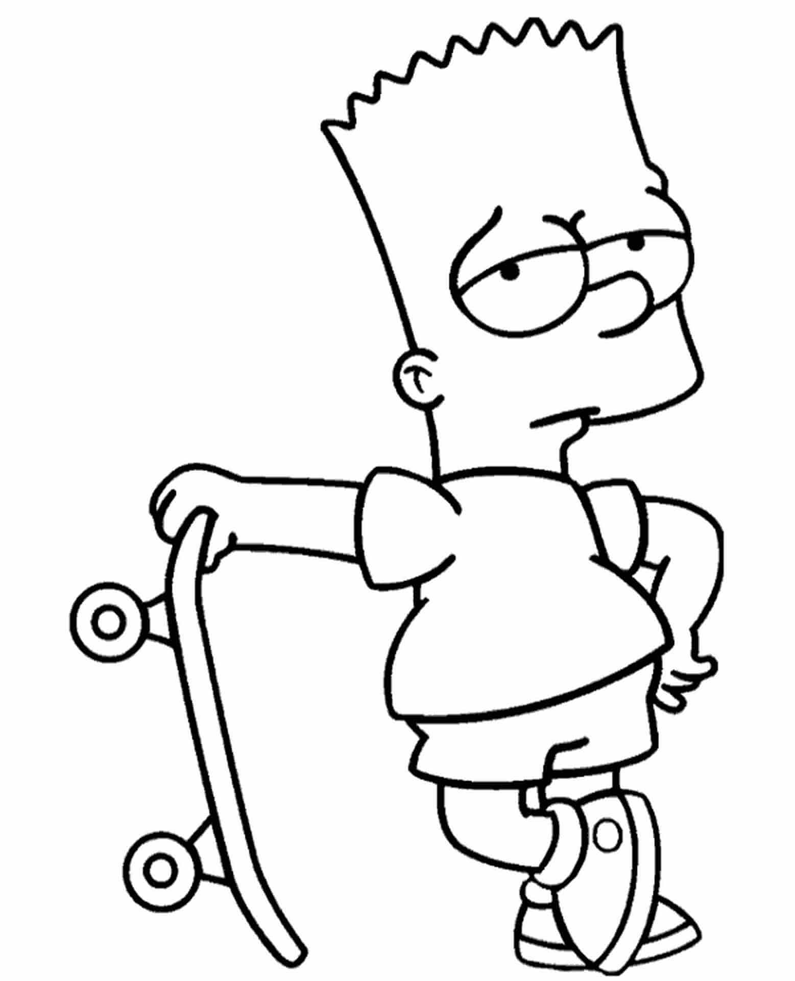 Desenhos de Legal Bart Simpson Segurando um Skate para colorir
