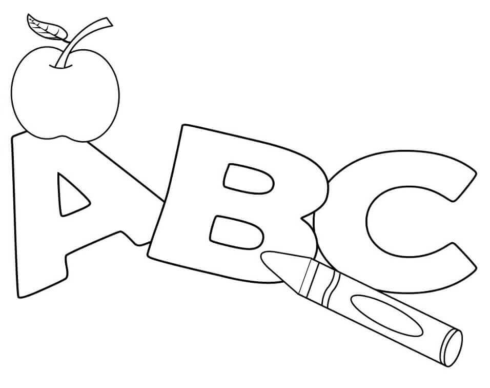 Letras ABC com giz de cera e Maçãs para colorir