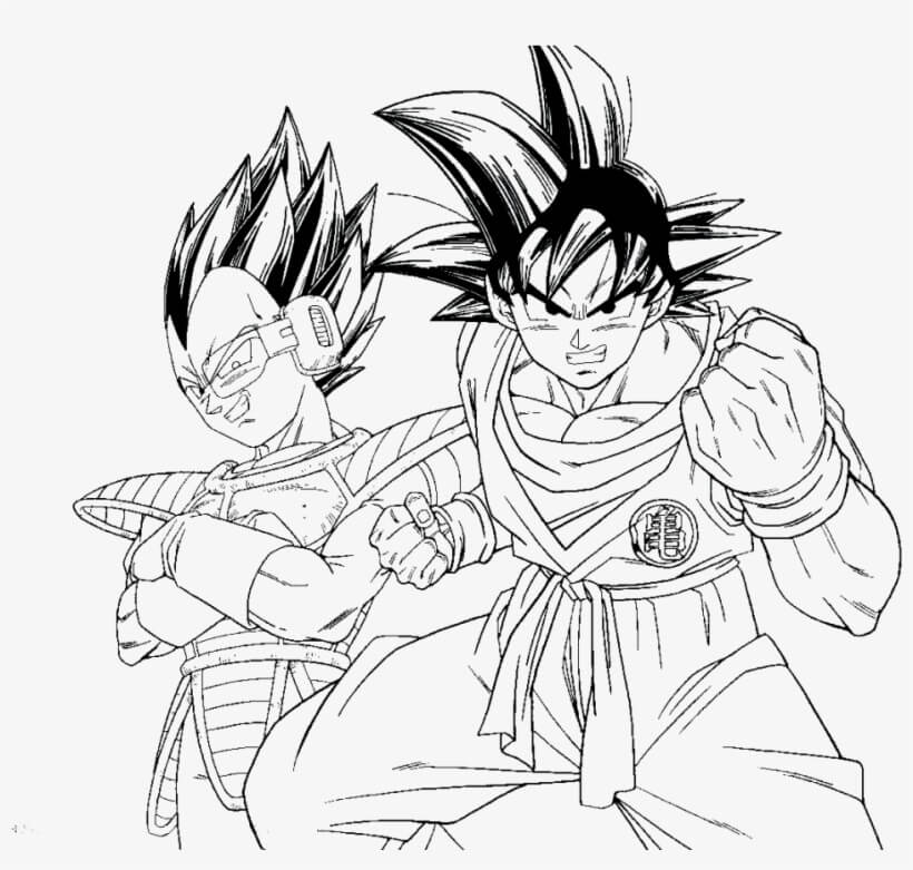 Desenhos de Lindos Goku e Vegeta para colorir