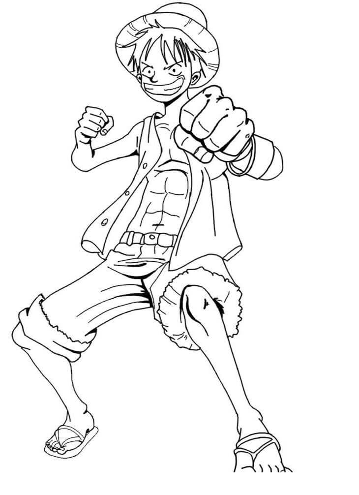 Luffy Lutando para colorir